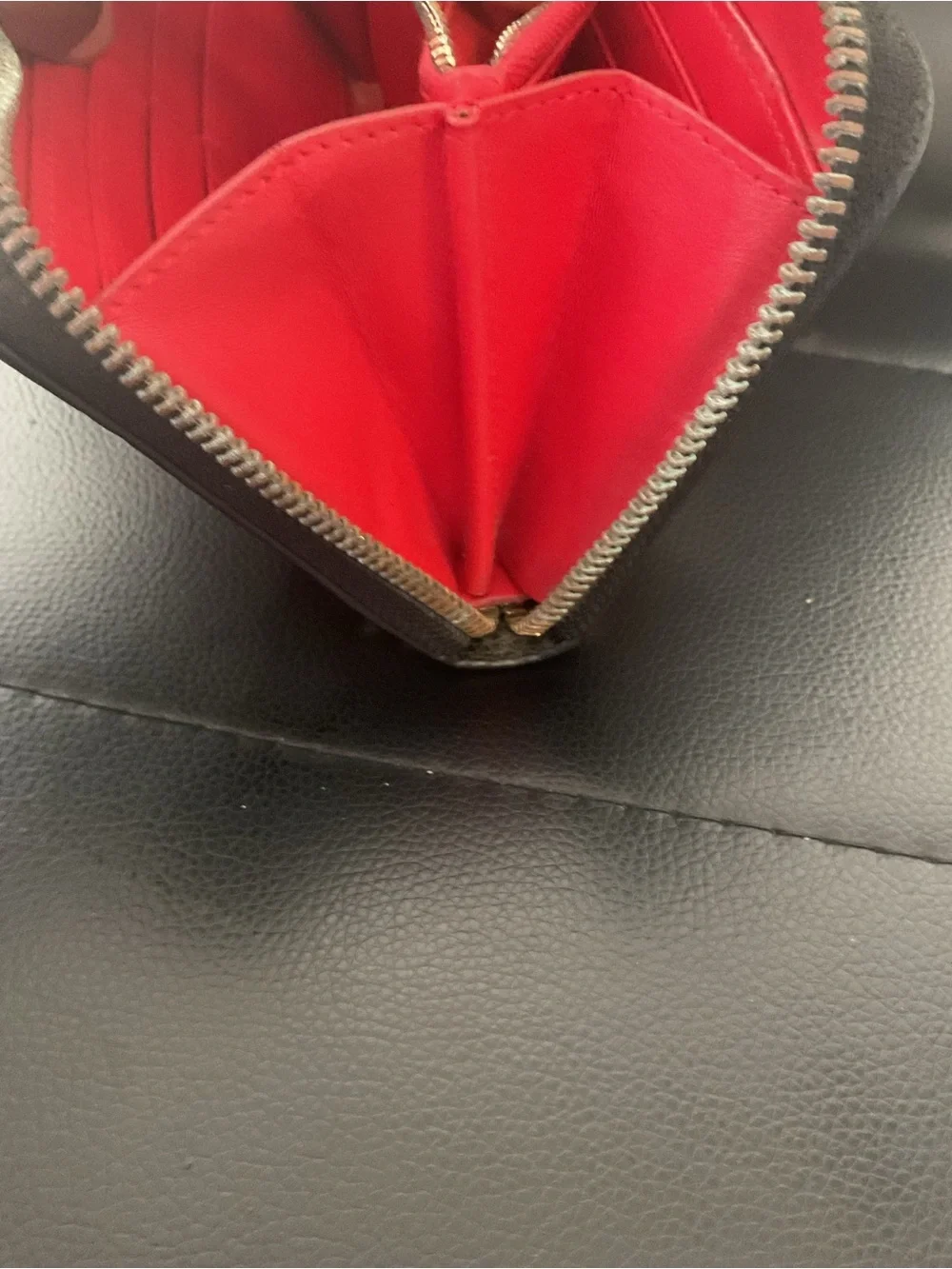 Christian Louboutin Black Studded Zip-Around Wallet with Red Logo Accents - Picture 6 of 7
